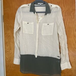 Mavi Olive and Cream Button-Up Shirt